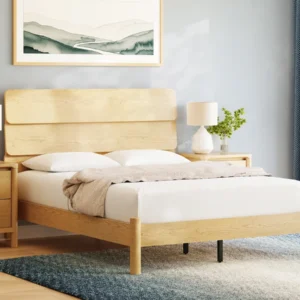 Lumea Platform Bed Frame, Light Oak Finish