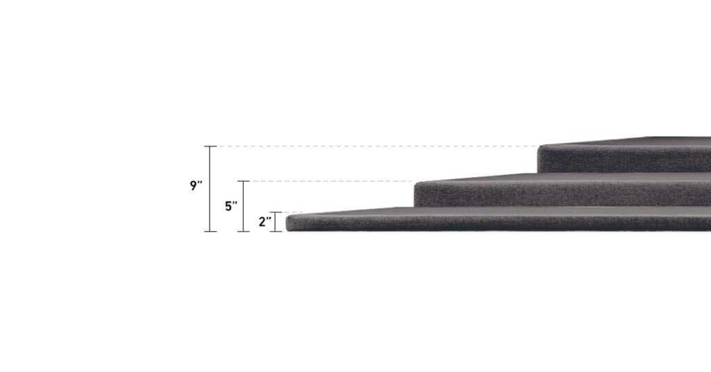 TEMPUR-Flat Foundation shown in multiple profile heights
